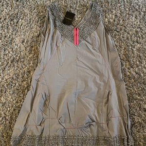 Sleeveless Dress Gray with Trim